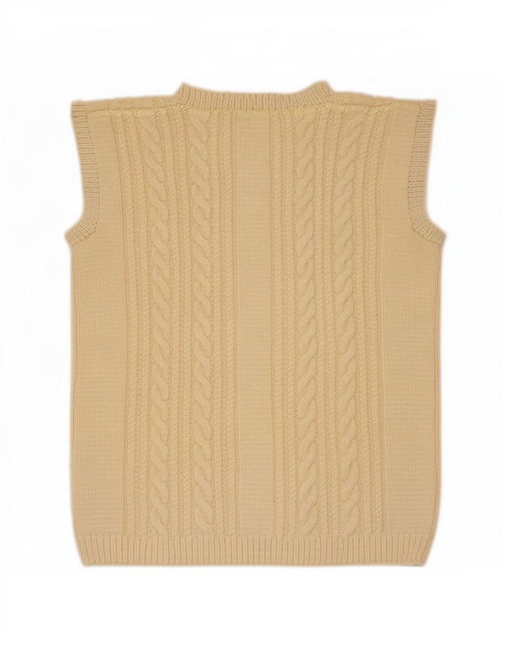 Vintage Womens Vest Tank Top UK 12 Medium Beige