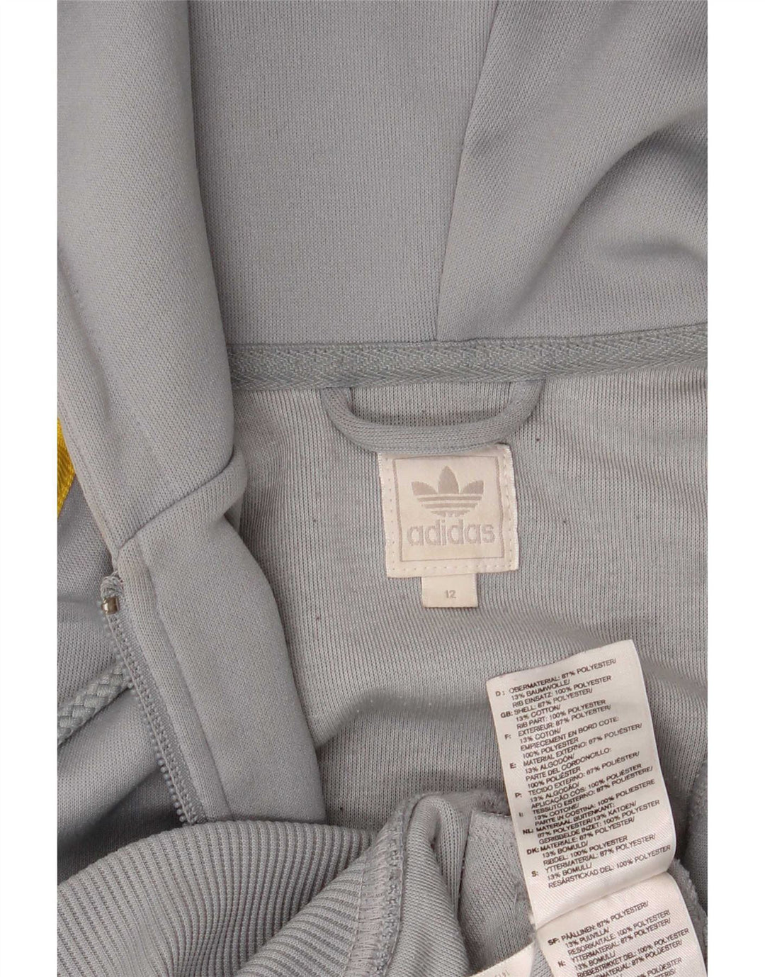 Adidas Womens Zip Hoodie Sweater UK 12 Medium Grey Polyester