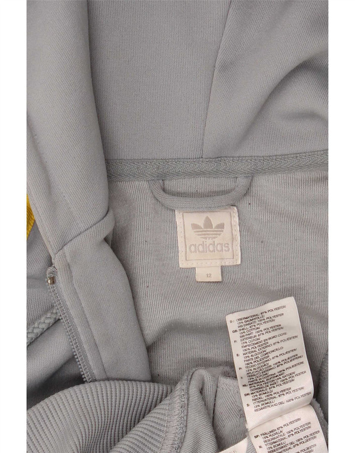 Adidas Womens Zip Hoodie Sweater UK 12 Medium Grey Polyester