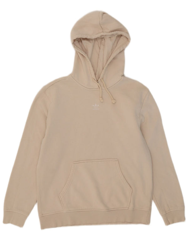 Adidas Womens Hoodie Jumper UK 12 Medium Beige Cotton