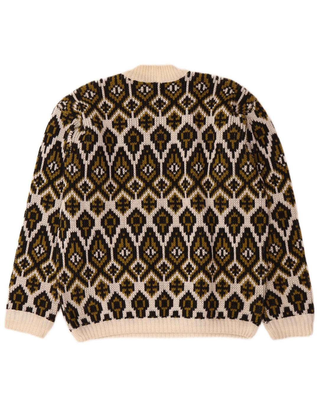 Vintage Womens Turtle Neck Jumper Sweater Medium Off White Fair Isle