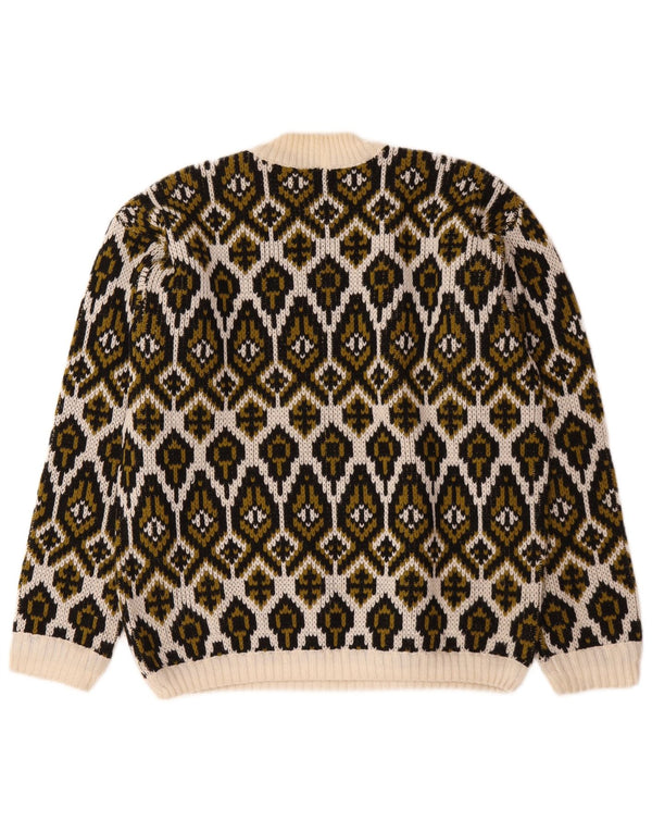 Vintage Womens Turtle Neck Jumper Sweater Medium Off White Fair Isle