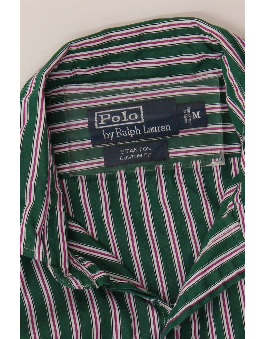 POLO RALPH LAUREN Mens Stanton Custom Fit Shirt Medium Green Striped