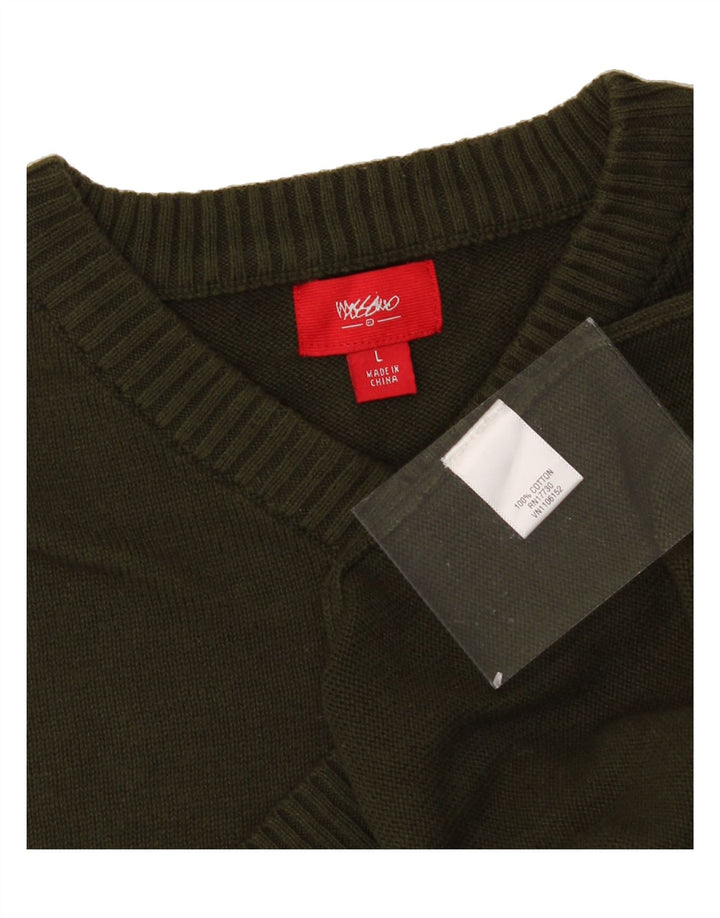 MOSSIMO Mens V-Neck Jumper Sweater Large Green Cotton Vintage Mossimo and Second-Hand Mossimo from Messina Hembry 