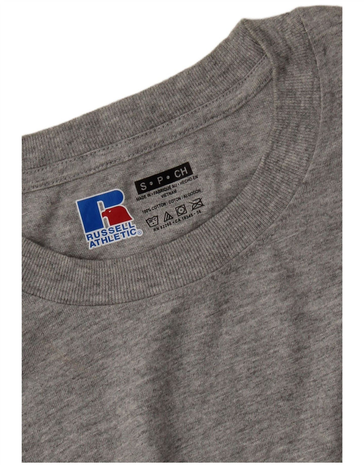 RUSSELL ATHLETIC Mens Top Long Sleeve Small Grey Flecked Cotton