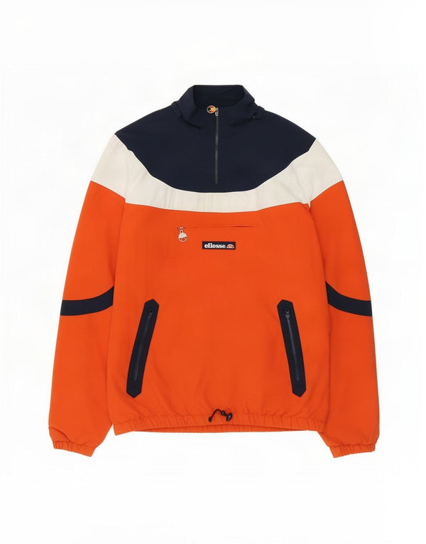 Ellesse Mens Pullover Tracksuit Top Jacket Medium Orange Colourblock