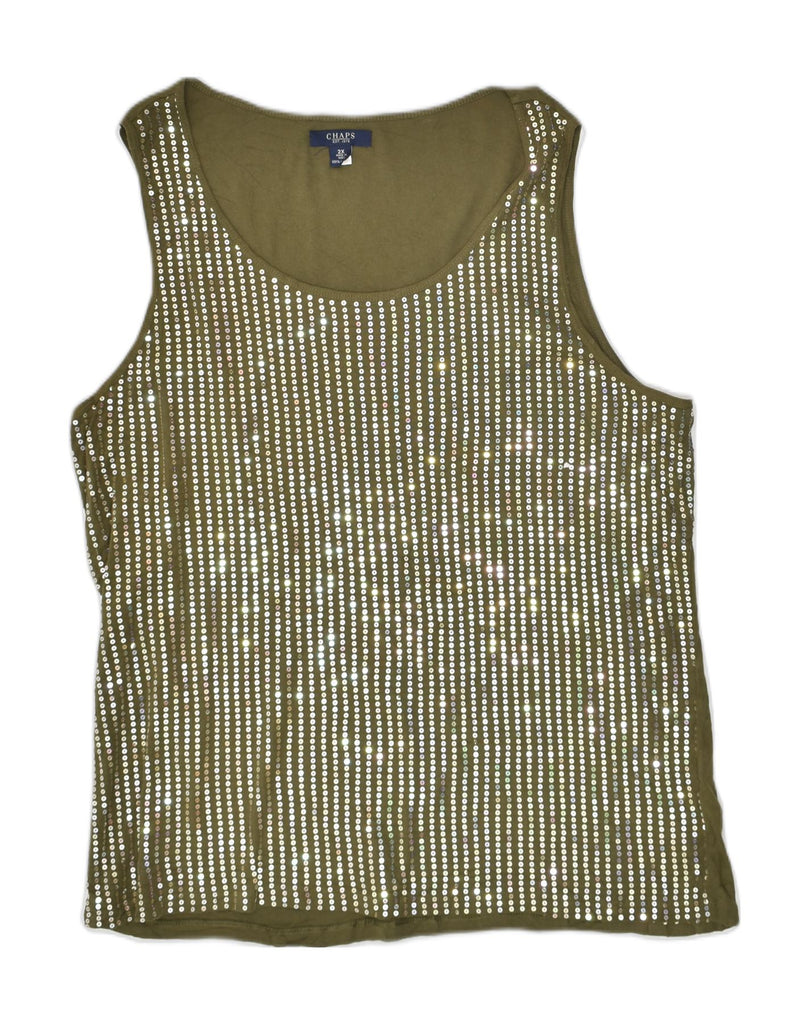 CHAPS Womens Vest Top UK 20 2XL Khaki Cotton | Vintage Chaps | Thrift | Second-Hand Chaps | Used Clothing | Messina Hembry 