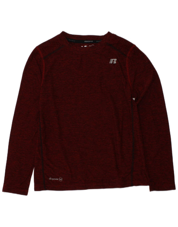 Russell Athletic Boys Top Long Sleeve 6-7 Years Small Burgundy Flecked