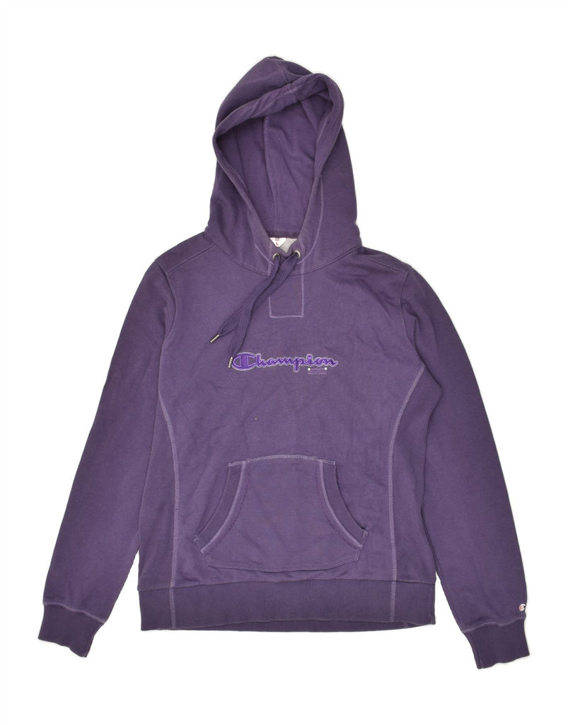 CHAMPION Womens Graphic Hoodie Jumper UK 16 Large Purple | Vintage Champion | Thrift | Second-Hand Champion | Used Clothing | Messina Hembry 