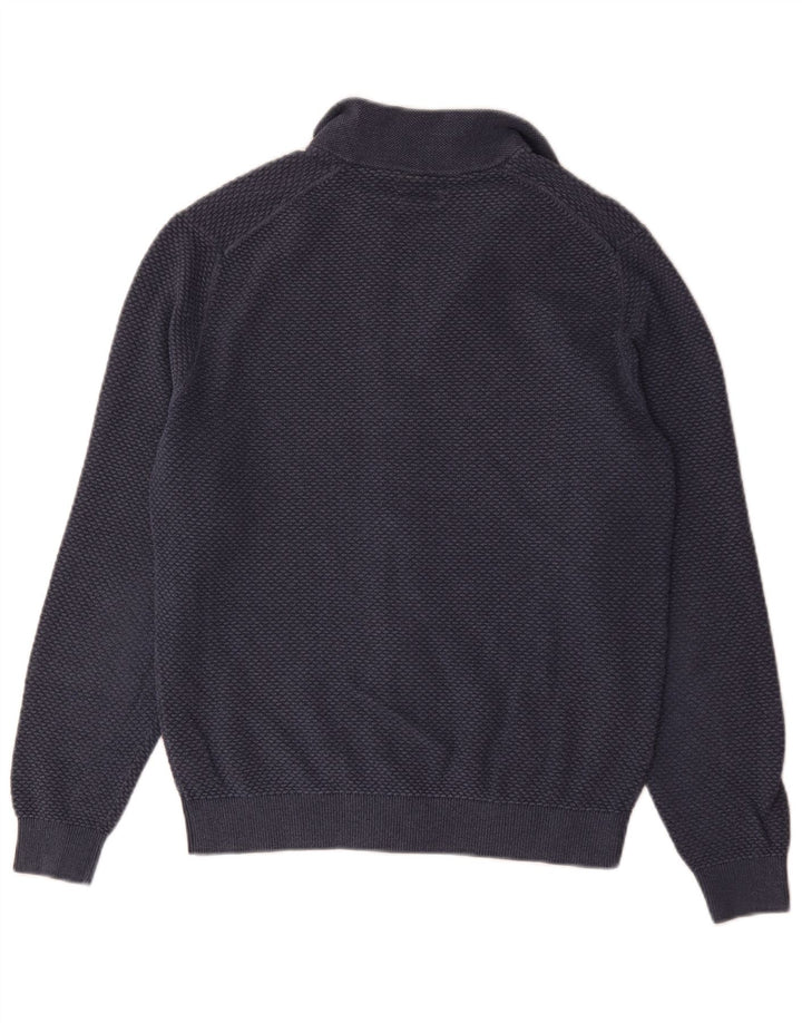 Massimo Dutti Mens Full Zip Cardigan Sweater Small Navy Blue Cotton