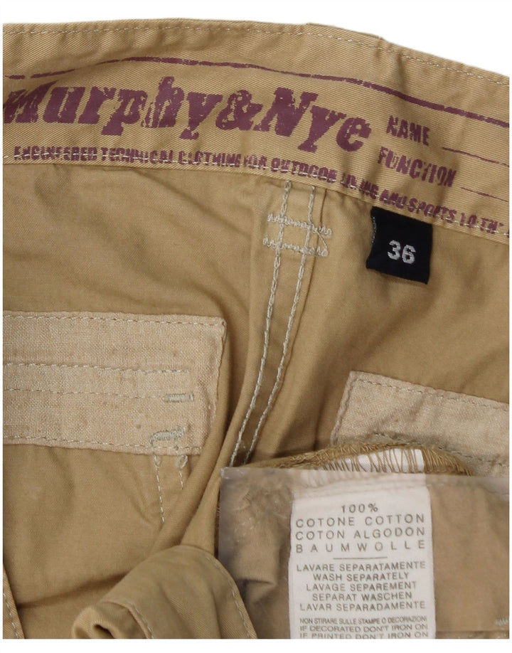 Murphy & Nye Mens Straight Cargo Trousers W36 L32 Beige Cotton