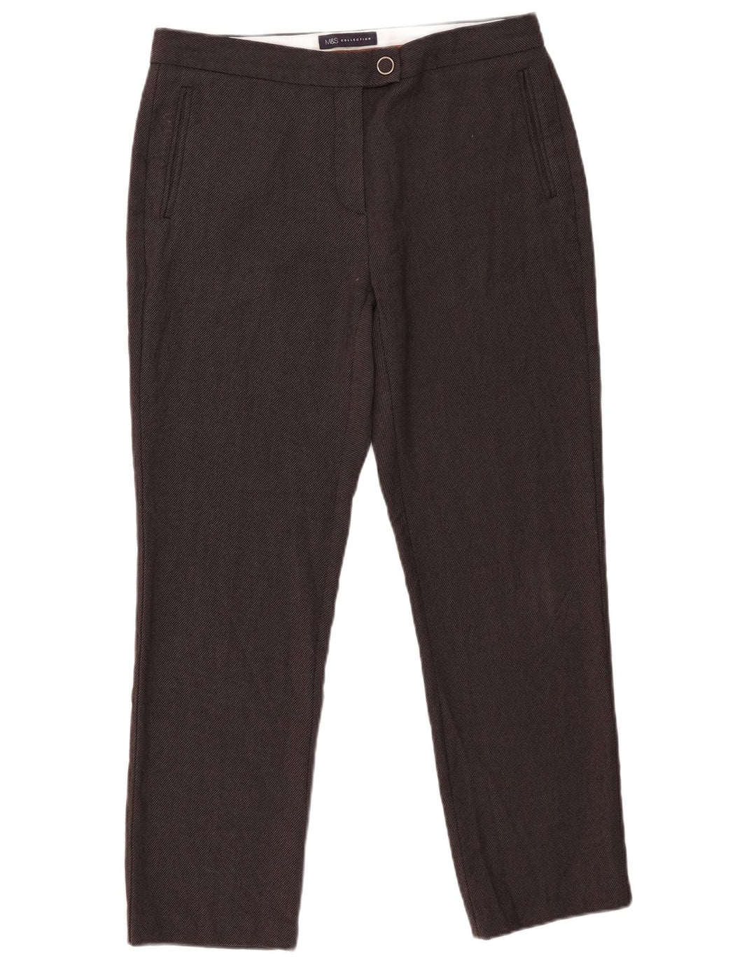 Marks & Spencer Womens Slim Casual Trousers UK 12 Medium W30 L27 Grey