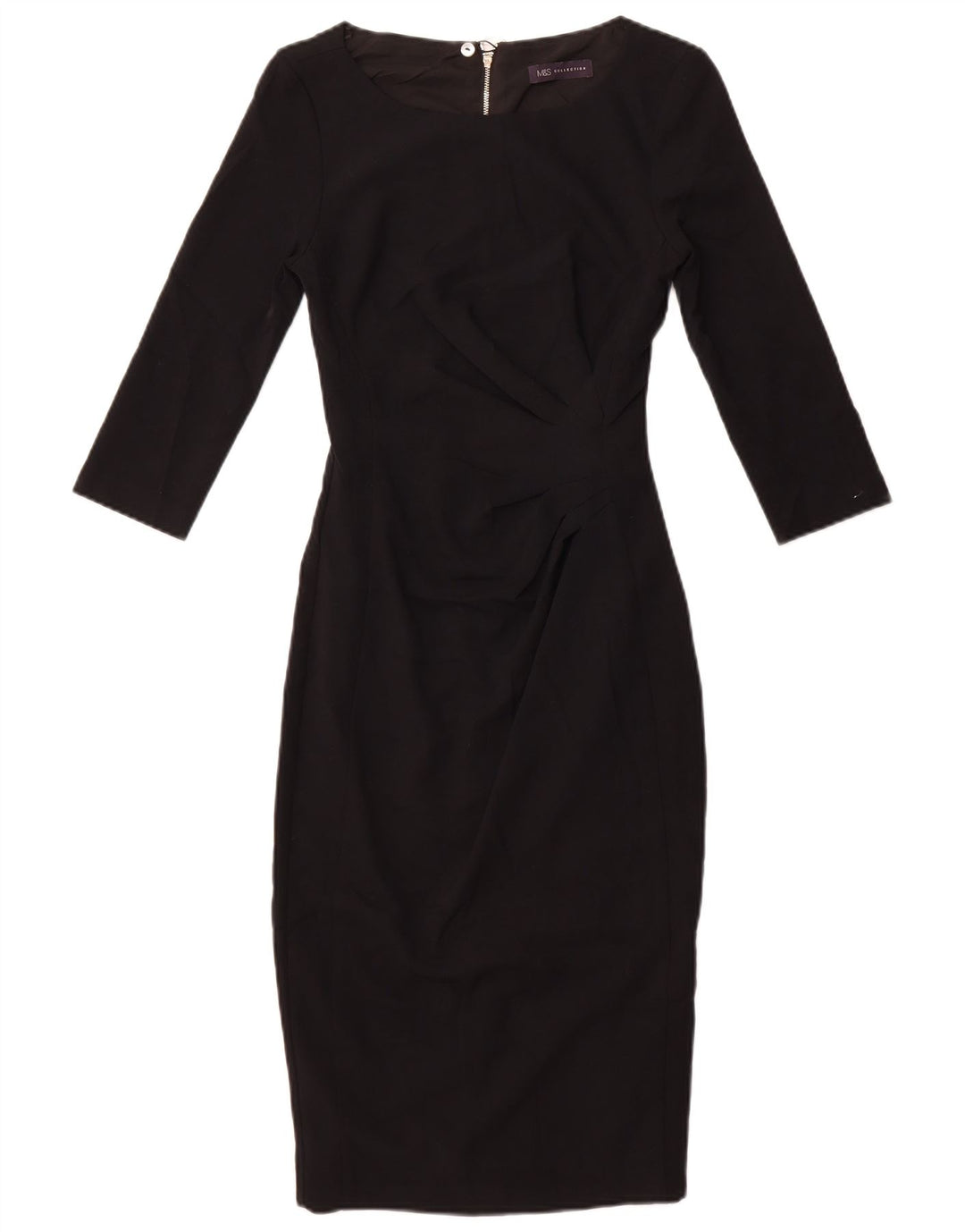 Marks & Spencer Womens 3/4 Sleeve Bodycon Dress UK 6 XS Black Polyester