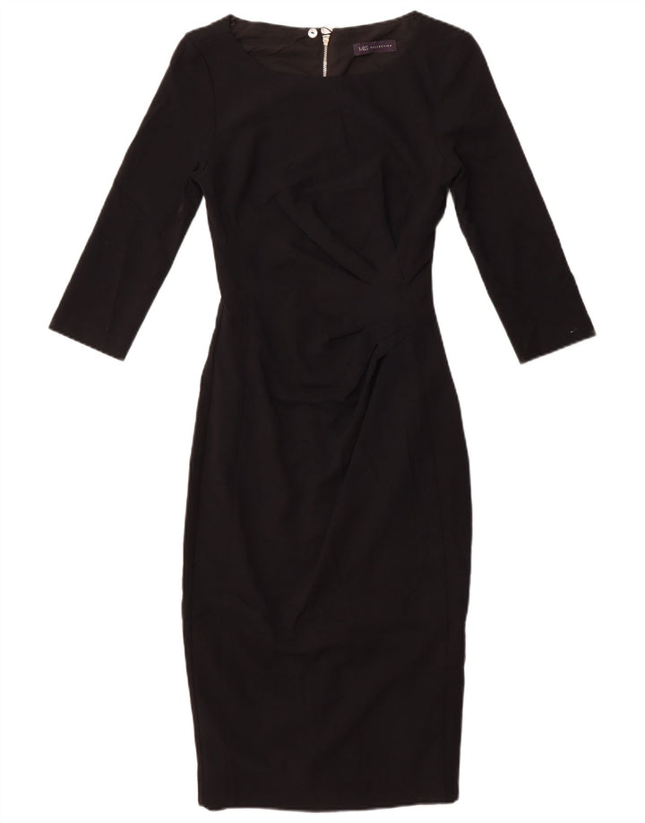 Marks & Spencer Womens 3/4 Sleeve Bodycon Dress UK 6 XS Black Polyester