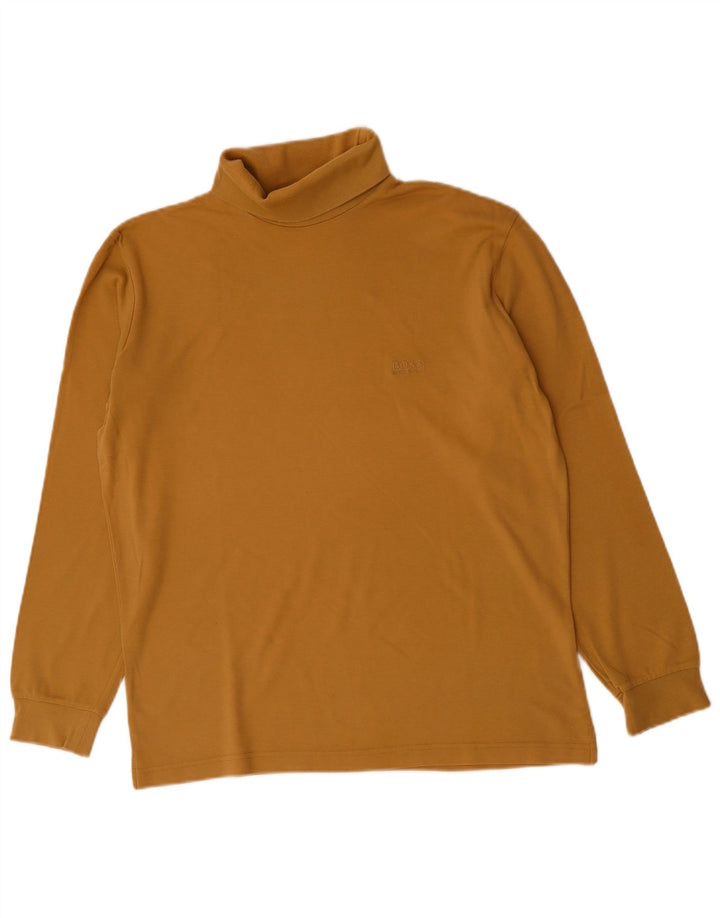 Hugo Boss Mens Roll Neck Top Long Sleeve Medium Beige Cotton