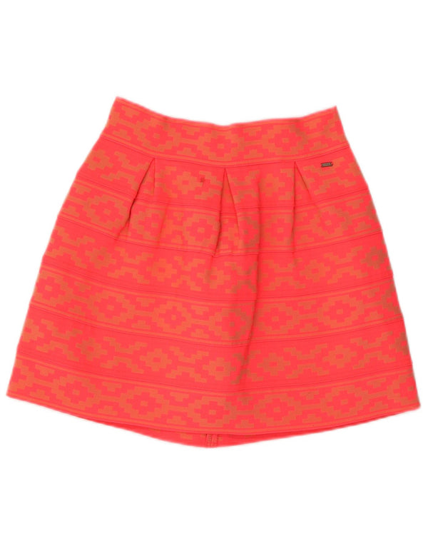 Vintage Womens A-Line Skirt UK 14 Medium W28 Orange Geometric Polyester