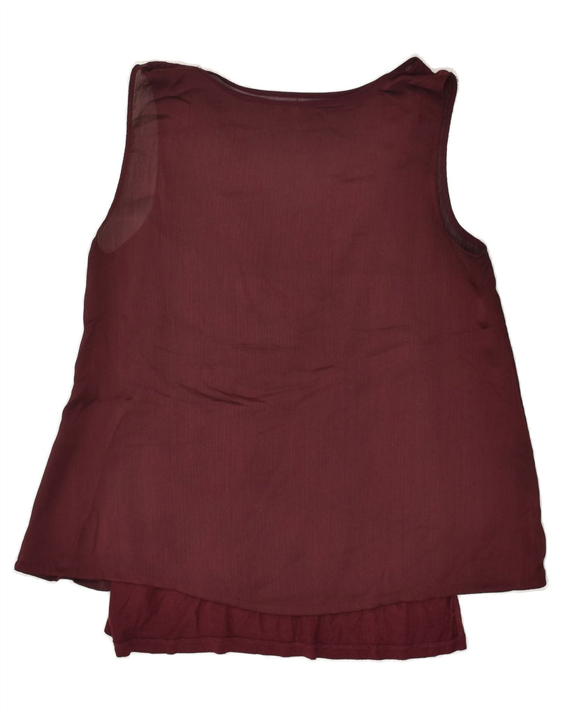 MASSIMO DUTTI Womens Sleeveless Blouse Top UK 12 Medium Burgundy | Vintage Massimo Dutti | Thrift | Second-Hand Massimo Dutti | Used Clothing | Messina Hembry 