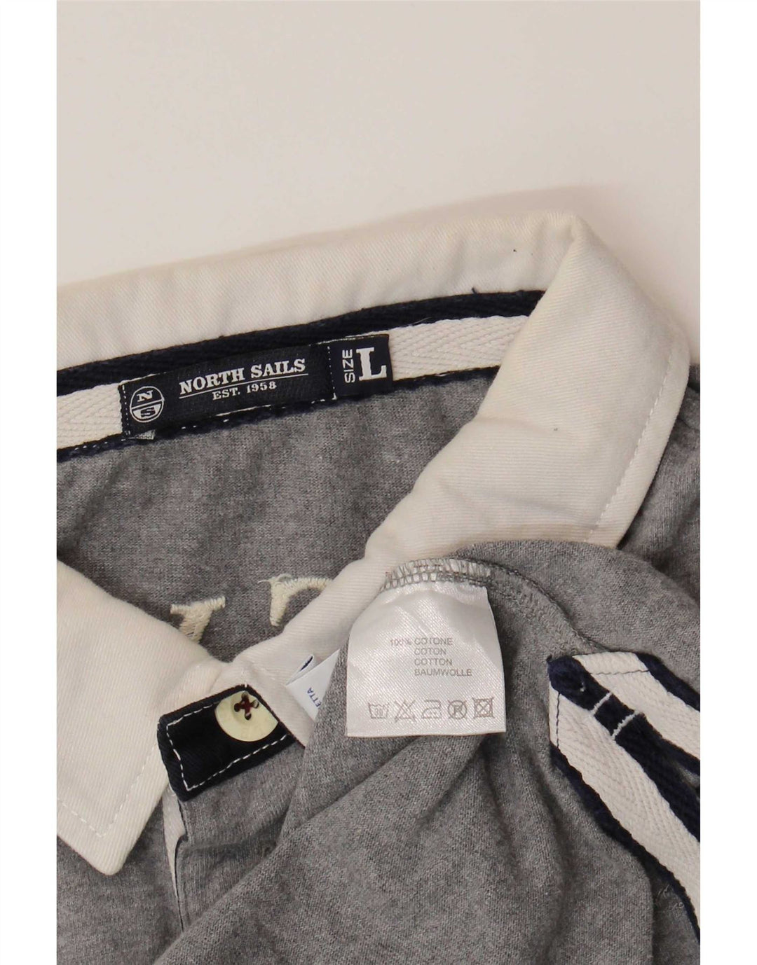 North Sails Mens Graphic Rugby Polo Shirt Large Grey Colourblock