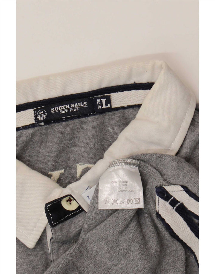 North Sails Mens Graphic Rugby Polo Shirt Large Grey Colourblock