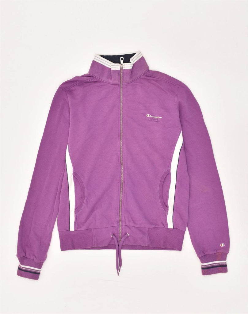 CHAMPION Womens Tracksuit Top Jacket UK 16 Large Purple Cotton | Vintage Champion | Thrift | Second-Hand Champion | Used Clothing | Messina Hembry 