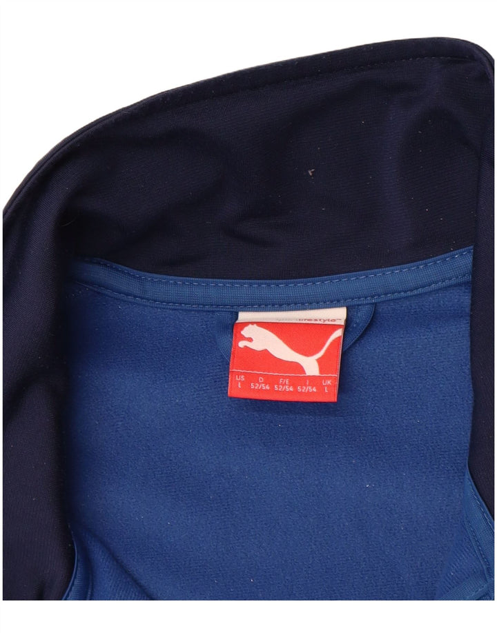Puma Mens Tracksuit Top Jacket Large Blue Colourblock Polyester