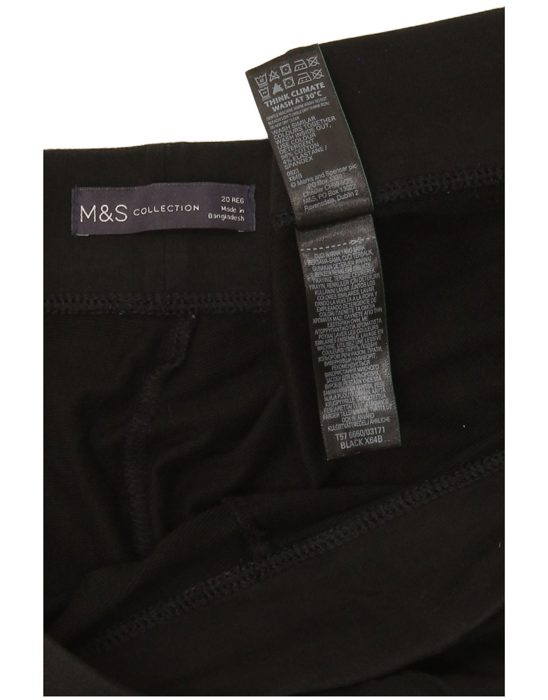 Marks & Spencer Womens Leggings UK 20 2XL Black Cotton