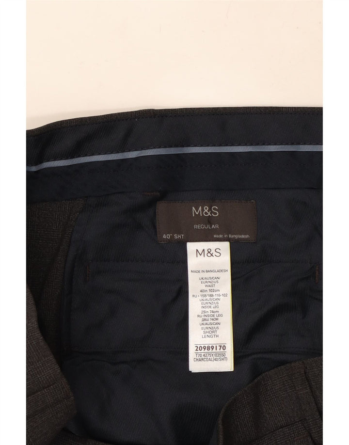 MARKS & SPENCER Mens Regular Fit Chino Trousers W40 L28 Grey Polyester