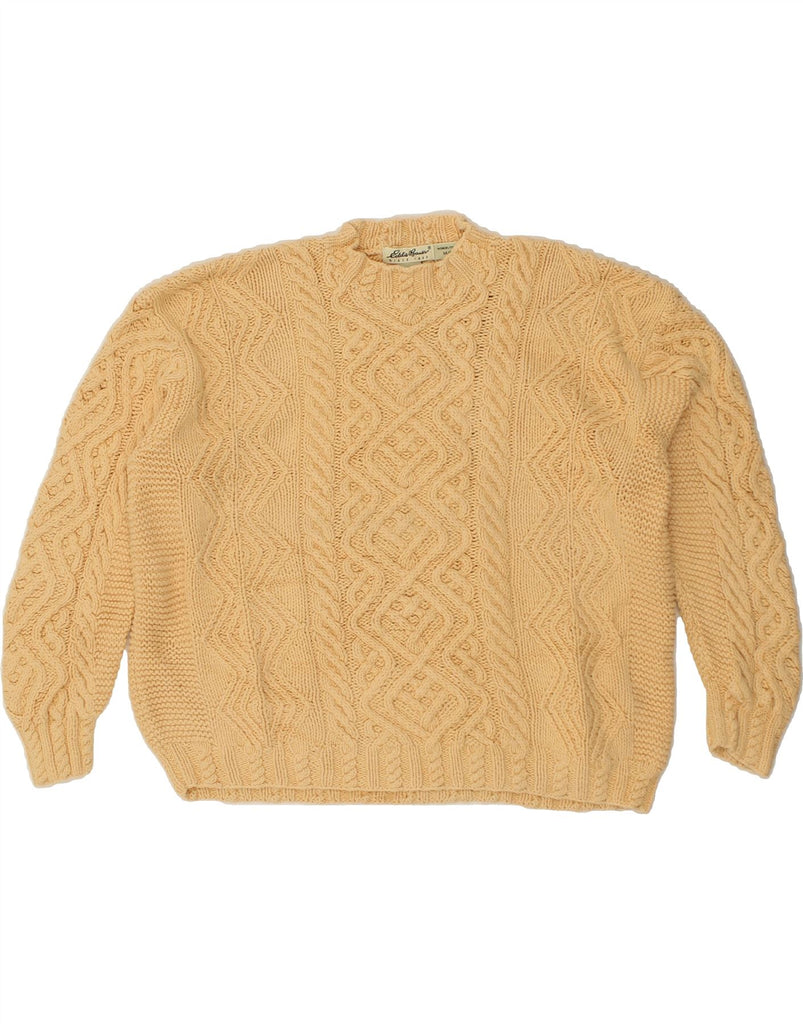 EDDIE BAUER Womens Oversized Crew Neck Jumper Sweater UK 14 Medium Yellow | Vintage Eddie Bauer | Thrift | Second-Hand Eddie Bauer | Used Clothing | Messina Hembry 