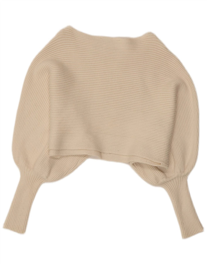 ZARA Womens Crop Boat Neck Jumper Sweater UK 12 Medium Off White