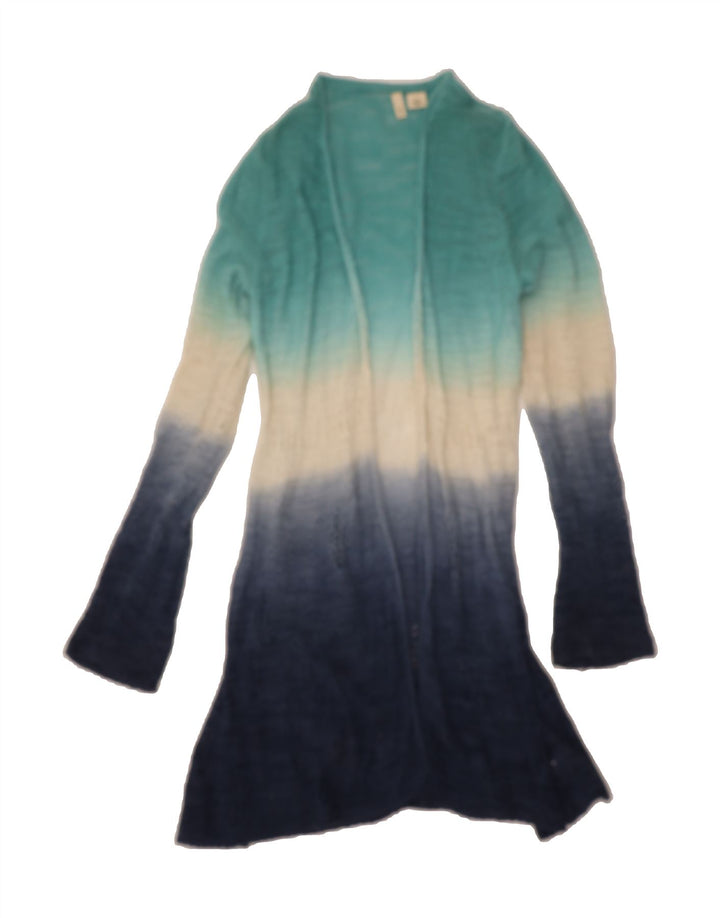 VINTAGE Womens Longline Cardigan Sweater UK 12 Medium Blue Colourblock Vintage Vintage and Second-Hand Vintage from Messina Hembry 