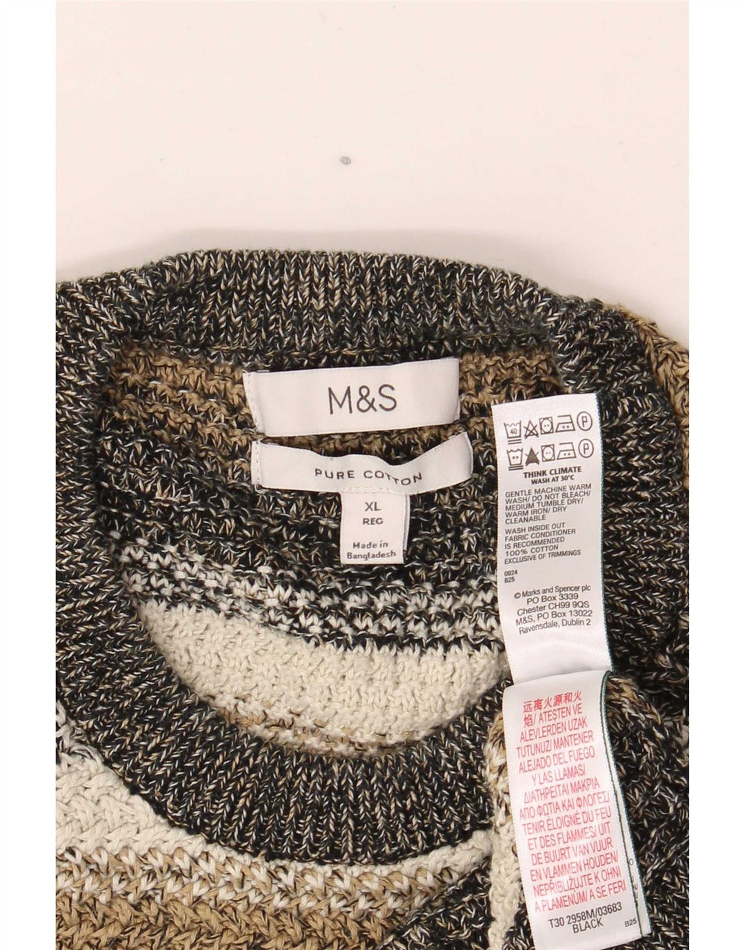 Marks & Spencer Mens Crew Neck Jumper Sweater XL Multicoloured Striped