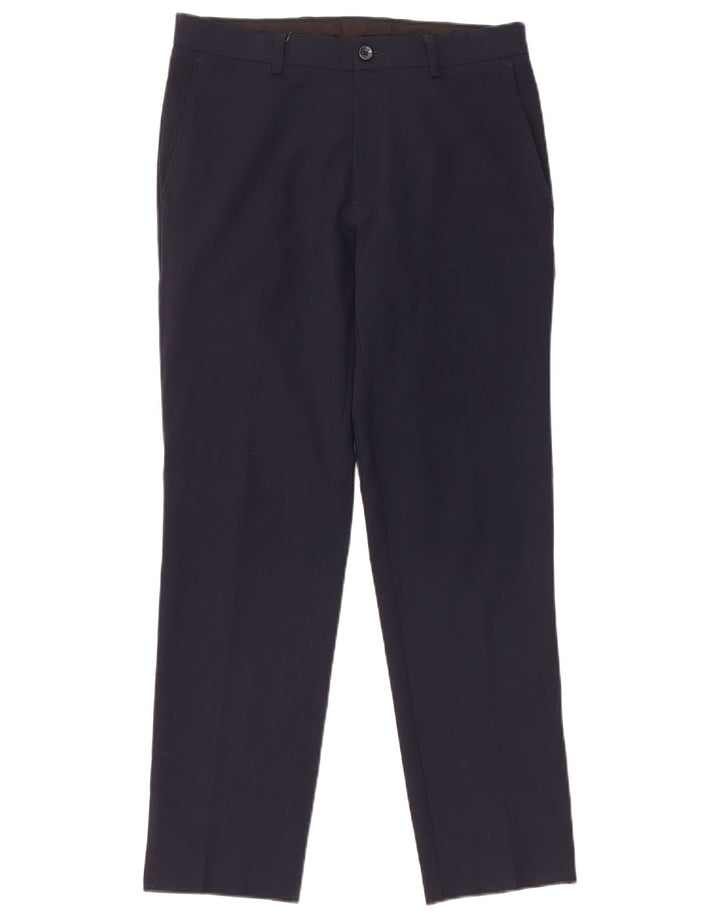 Marks & Spencer Mens Skinny Suit Trousers W30 L29 Navy Blue Polyester