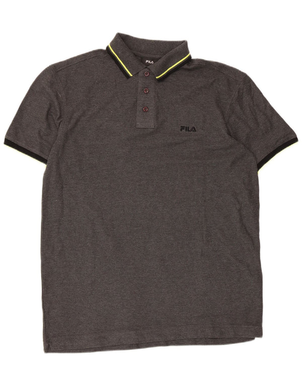 Fila Mens Polo Shirt Large Grey Cotton