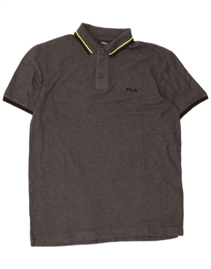 Fila Mens Polo Shirt Large Grey Cotton