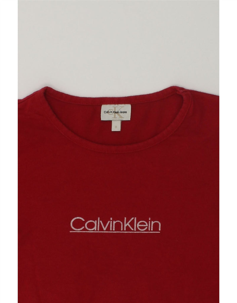 CALVIN KLEIN Girls Graphic Top Long Sleeve 7-8 Years Red Cotton | Vintage Calvin Klein | Thrift | Second-Hand Calvin Klein | Used Clothing | Messina Hembry 