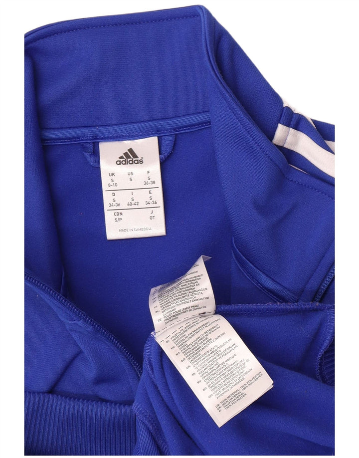 Adidas Womens Tracksuit Top Jacket UK 8/10 Small Blue Polyester