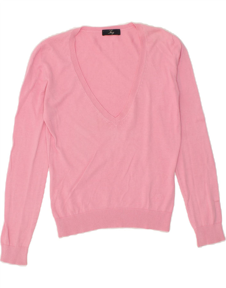 FAY Womens V-Neck Jumper Sweater UK 12 Medium Pink Vintage Fay and Second-Hand Fay from Messina Hembry 