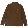 COLUMBIA Mens Zip Neck Fleece Jumper Large Brown Colourblock Polyester