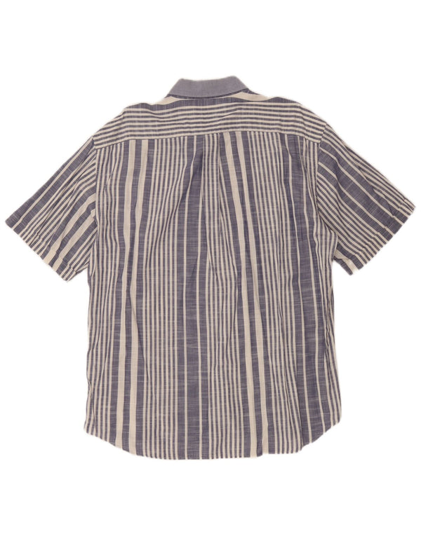 Navigare Mens Short Sleeve Shirt XL Blue Striped Cotton