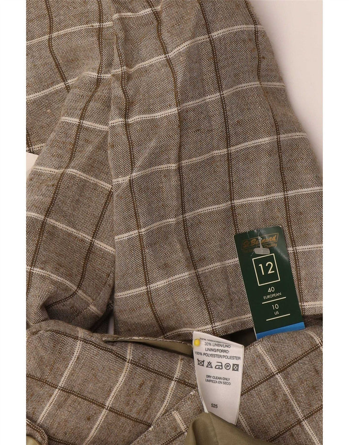 St. Bernard Womens Short Sleeve Cardigan Top UK 12 Medium Brown Check