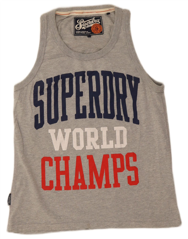 Superdry Mens Graphic Vest Top Large Grey Cotton