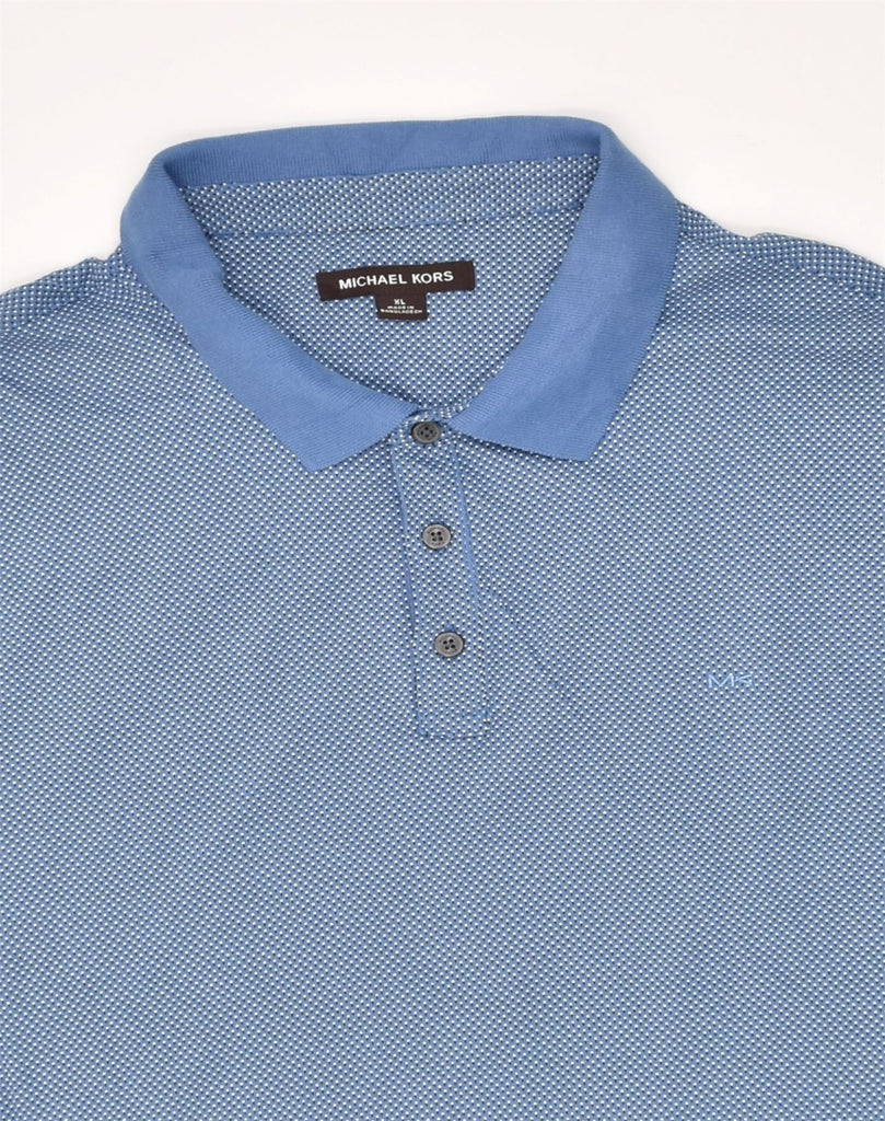 MICHAEL KORS Mens Polo Shirt XL Blue Spotted Cotton | Vintage Michael Kors | Thrift | Second-Hand Michael Kors | Used Clothing | Messina Hembry 