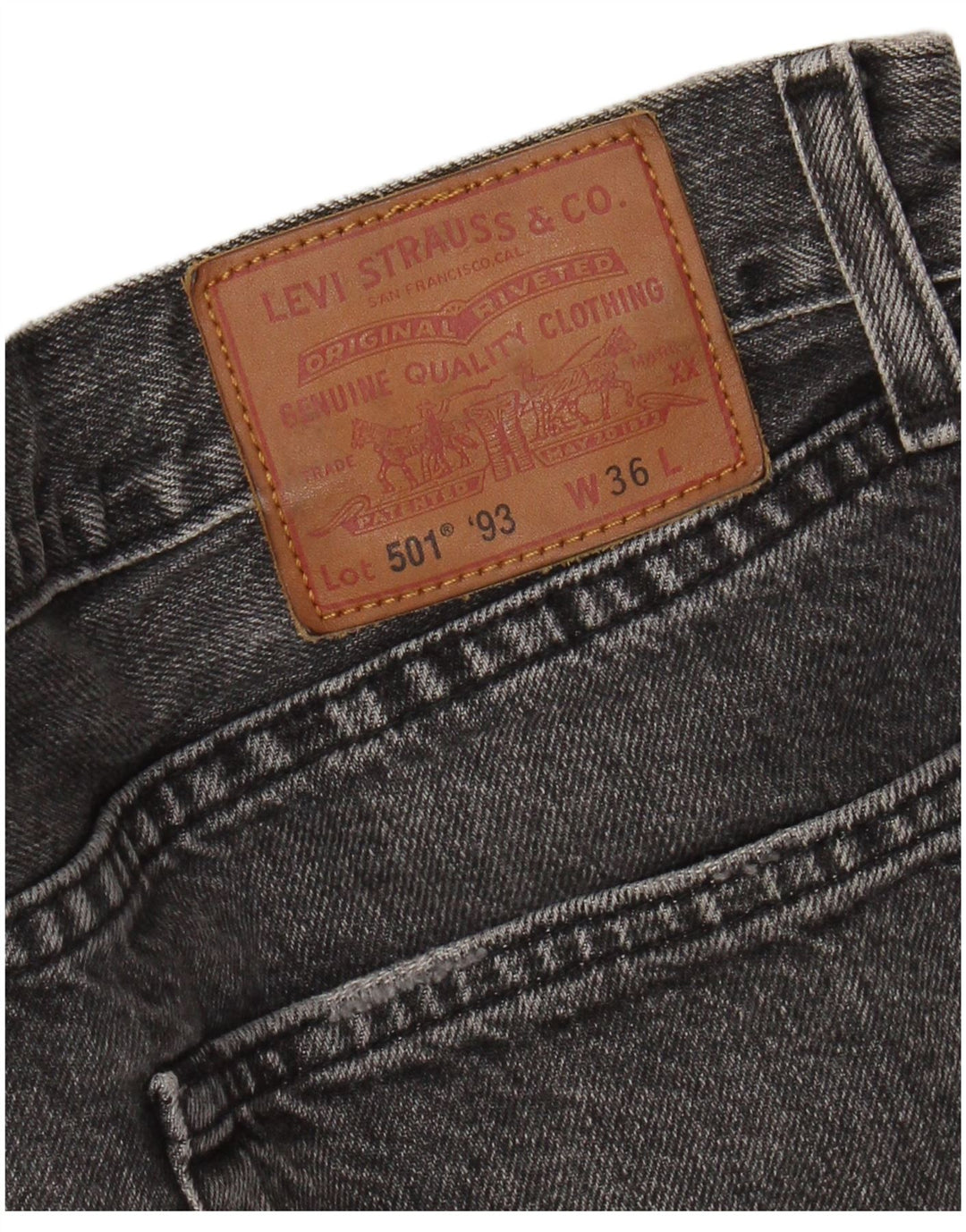 Levi's Mens 501 Denim Shorts W36 Large Grey Cotton