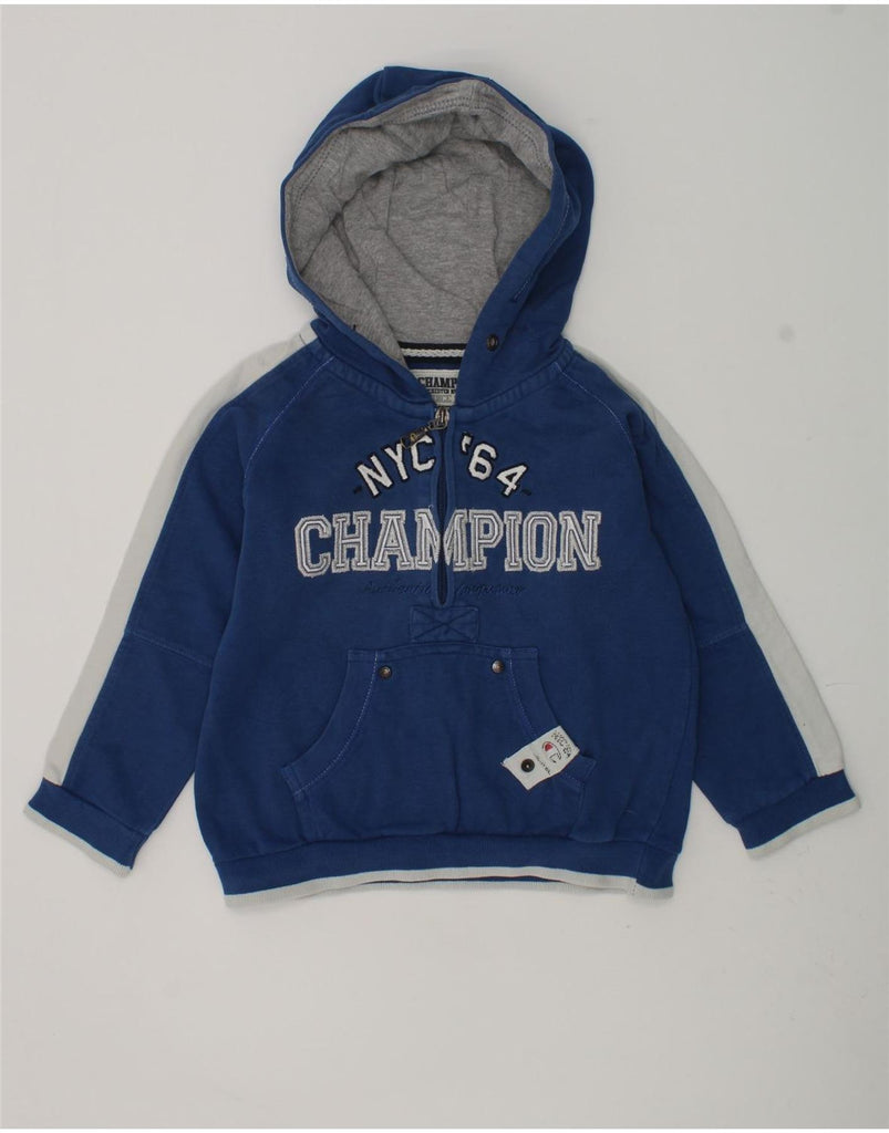 CHAMPION Boys Graphic Zip Hoodie Sweater 3-4 Years 2XS Navy Blue Cotton | Vintage Champion | Thrift | Second-Hand Champion | Used Clothing | Messina Hembry 