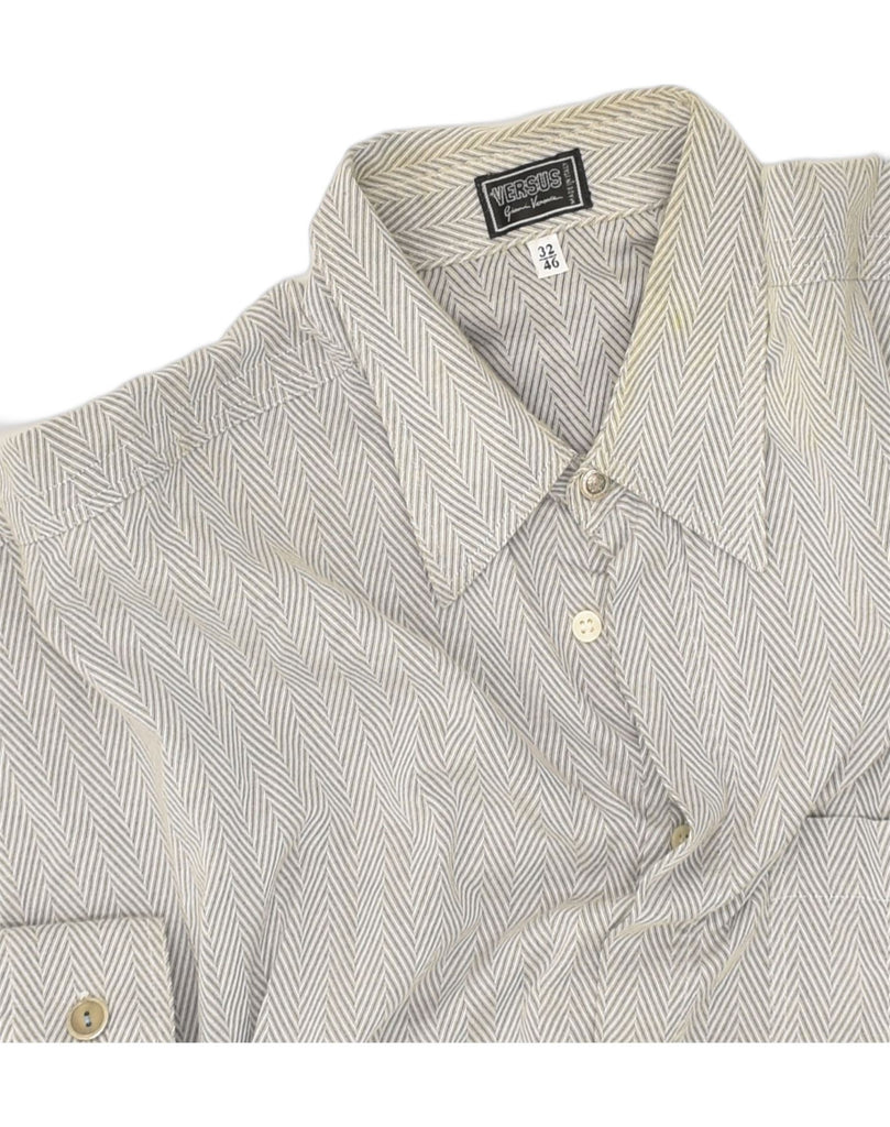 VINTAGE Mens Shirt Size 46 XL Grey Herringbone Cotton | Vintage Vintage | Thrift | Second-Hand Vintage | Used Clothing | Messina Hembry 