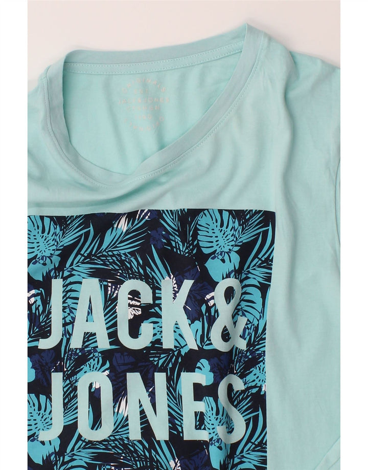 JACK & JONES Mens Graphic T-Shirt Top Large Blue Cotton Vintage Jack & Jones and Second-Hand Jack & Jones from Messina Hembry 