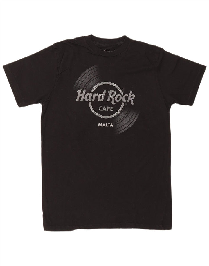 Hard Rock Cafe Mens Malta Graphic T-Shirt Top Medium Black Cotton