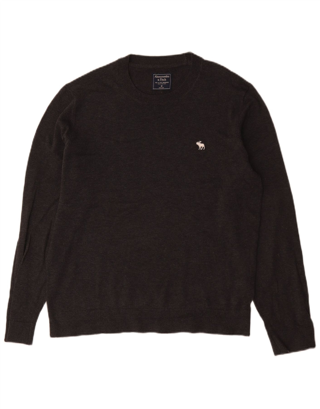 Abercrombie & Fitch Mens Crew Neck Jumper Sweater Medium Grey Cotton