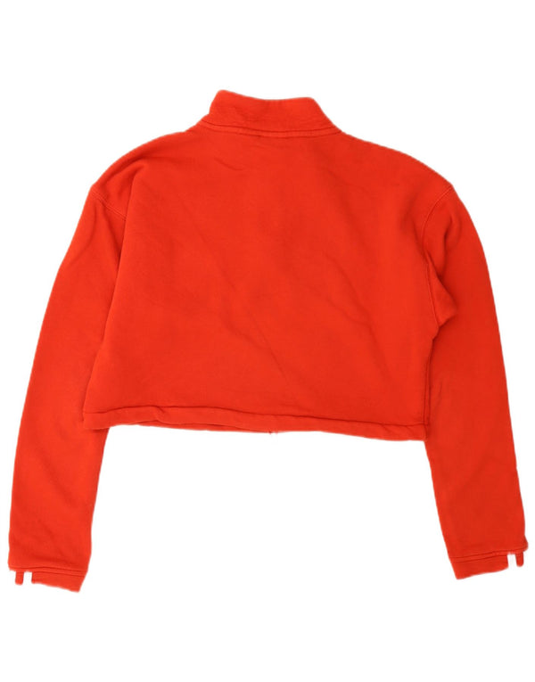 Adidas Womens Crop Zip Neck Sweatshirt Jumper UK 8 Small Red Cotton