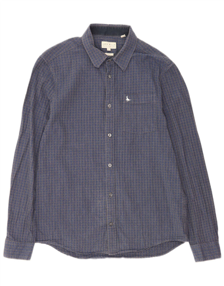 Jack Wills Mens Slim Fit Shirt Medium Blue Gingham Cotton